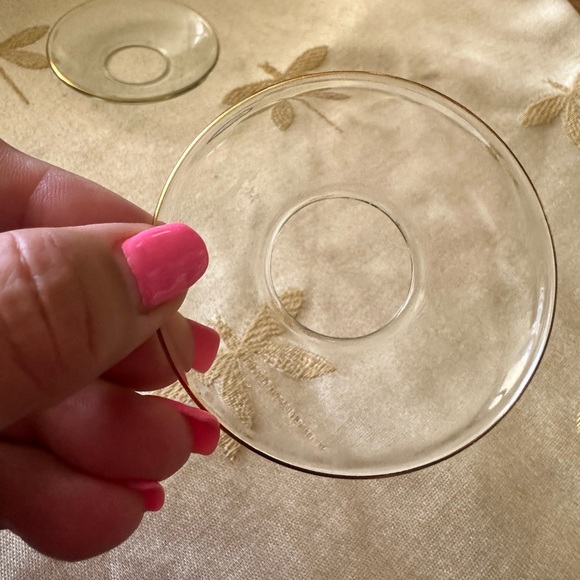 Vintage Glass Candle Bobeches. Lot of 4. Gold Edged. Plain. Etched Edged. - Picture 4 of 7